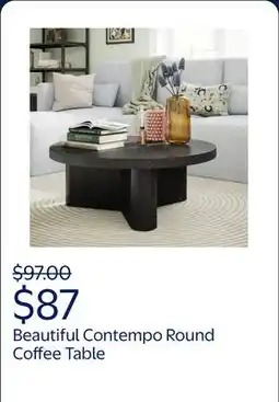 Walmart Beautiful Contempo Round Coffee Table Finish by Drew Barrymore, Speckled Marble Finish offer