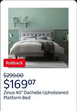 Walmart Zinus 40 Dachelle Upholstered Platform Bed Frame Gray Sand offer