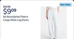 Walmart No Boundaries Fleece Cargo Wide-Leg Pants, 30'' Inseam, Women's offer
