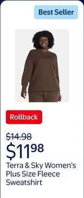 Walmart Terra & Sky Women's Plus Size Fleece Sweatshirt offer