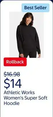 Walmart Athletic Works Women's and Women's Plus Super Soft Hoodie offer