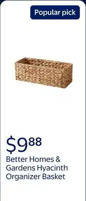 Walmart Better Homes & Gardens Brown Hyacinth Organizer Basket offer
