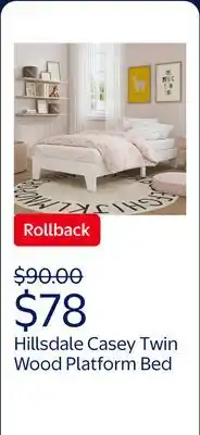 Walmart Hillsdale Casey Twin Wood Platform Bed offer