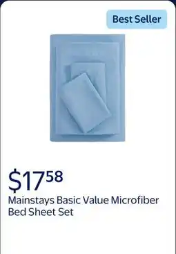 Walmart Mainstays Basic Value Microfiber Bed Sheet Set, Light Blue offer