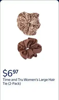 Walmart Time and Tru Women's Large Scrunchy Hair Tie, 2-Pack, Tan offer