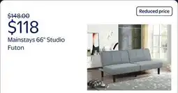 Walmart Mainstays 66 Studio Futon, Gray Linen Upholstery offer