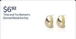 Walmart Time and Tru Women's Domed Metal Earring In Gold Plated Color offer