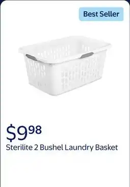 Walmart Sterilite Large Plastic 2 Bushel Laundry Basket with 4 Comfort Grip Handles, White offer