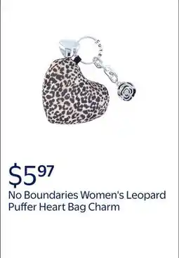 Walmart No Boundaries Women's Bag Charm, Leopard Puffer Heart offer