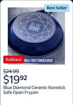 Walmart Blue Diamond Toxin Free Ceramic Nonstick Safe Open Frypan/Skillet offer