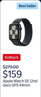 Walmart Apple Watch SE (2nd Gen) [GPS 44mm] Smartwatch with Midnight Aluminum Case with Ink Sport Loop offer