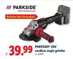 Lidl PARKSIDE 20V cordless angle grinder offer