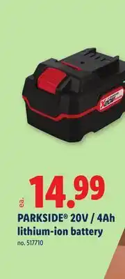 Lidl PARKSIDE 20V / 4Ah lithium-ion battery offer