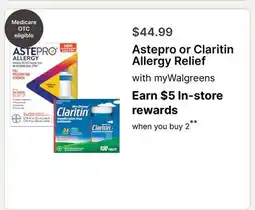 Walgreens Astepro or Claritin Allergy Relief offer