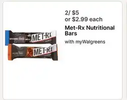 Walgreens Met-Rx Nutritional Bars offer