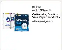 Walgreens Cottonelle, Scott or Viva Paper Products offer