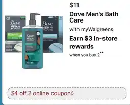 Walgreens Dove Men's Bath Care offer