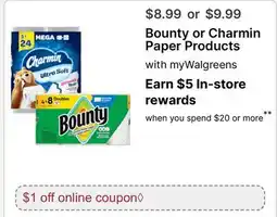 Walgreens Bounty or Charmin Paper Products offer
