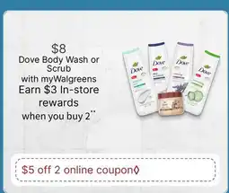 Walgreens Dove Body Wash or Scrub offer