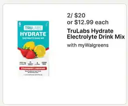 Walgreens TruLabs Hydrate Electrolyte Drink Mix offer