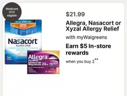 Walgreens Allegra, Nasacort or Xyzal Allergy Relief offer