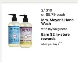 Walgreens Mrs. Meyer's Hand Wash offer