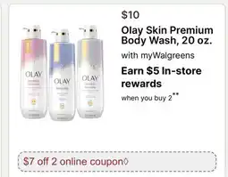 Walgreens Olay Skin Premium Body Wash, 20 oz offer