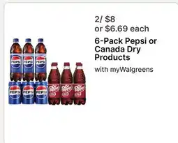 Walgreens 6 - Pack Pepsi or Canada Dry Products offer