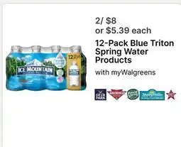 Walgreens 12-Pack Blue Triton Spring Water Products offer