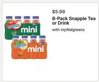 Walgreens 8-Pack Snapple Tea or Drink offer