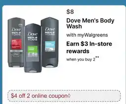 Walgreens Dove Men's Body Wash offer