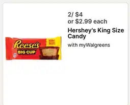 Walgreens Hershey's King Size Candy offer