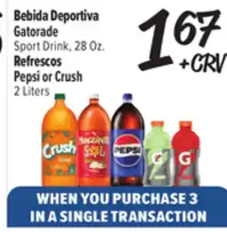 El Super Fresh Gatorade Sport Drink 28 Oz., Pepsi or Crush 2 Liters offer