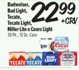 El Super Budweiser, Bud Light, Tecate, Tecate Light, Miller Lite o Coors Light offer