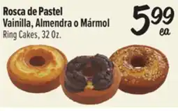 El Super Vainilla, Almendra o Mármol Ring Cakes, Oz offer