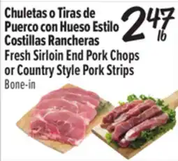 El Super Fresh Sirloin End Pork Chops or Country Style Pork Strips offer