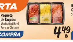 El Super Marinated Beef, Pork or Chicken offer