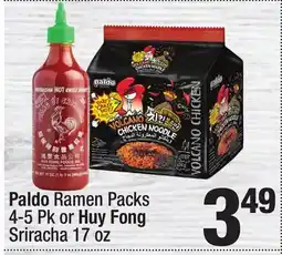 Super King Markets Paldo Ramen Packs 4-5 Pk or Huy Fong Sriracha 17 oz offer