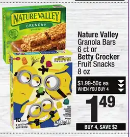 Super King Markets Nature Valley Granola Bars 6 ct or Betty Crocker Fruit Snacks 8 oz offer