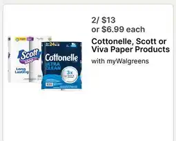 Walgreens Cottonelle, Scott or Viva Paper Products with myWalgreens offer