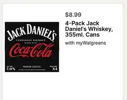 Walgreens 4-Pack Jack Daniel's Whiskey offer