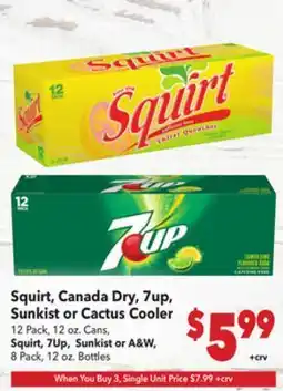 Vallarta Supermarkets Squirt, Canada Dry, 7up, Sunkist or Cactus Cooler offer