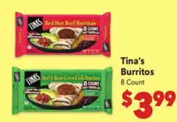Vallarta Supermarkets Tina's Burritos offer