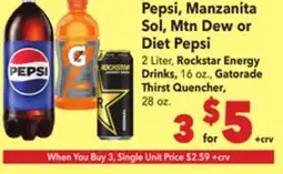 Vallarta Supermarkets Pepsi, Manzanita Sol, Mtn Dew or Diet Pepsi offer