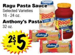 Superior Grocers Ragu Pasta Sauce, 16 - 24 oz. Anthony's Pasta 32 oz offer