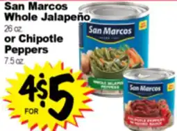 Superior Grocers San Marcos Whole Jalapeño 26 oz. or Chipotle Peppers 7.5 oz offer