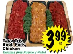 Superior Grocers Taco Trio Beef, Pork, Chicken offer