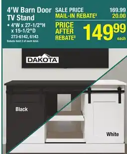 Menards 4'W Barn Door TV Stand offer