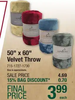 Menards 50 x 60 Velvet Throw offer