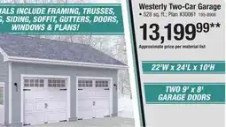 Menards Westerly Two-Car Garage offer
